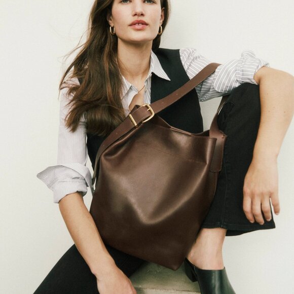 Madewell Brown Leather Tote Bag - Picture 2 of 11